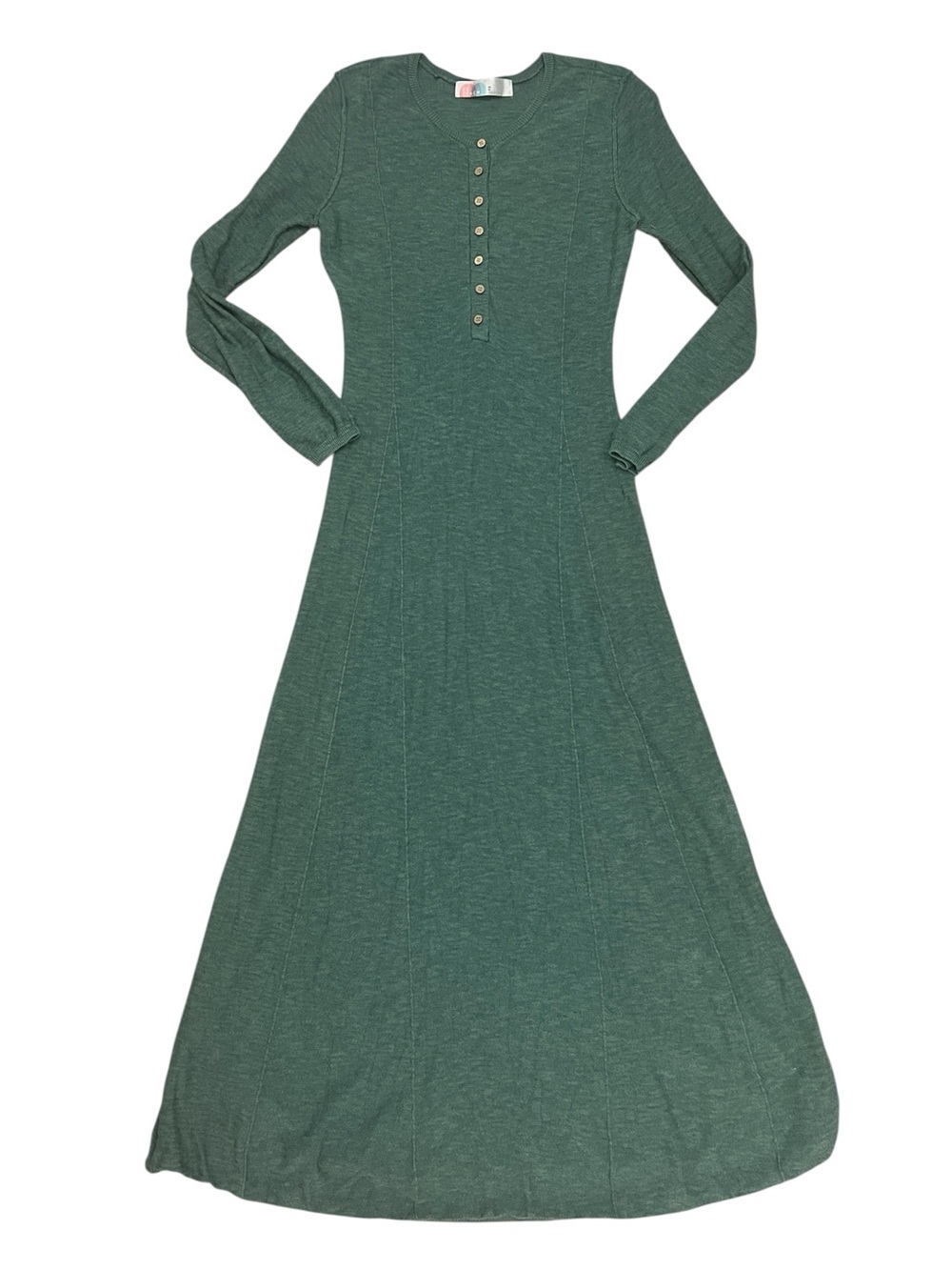 Free People Beach Dark Teal Linen-Blend Long Sleeve Maxi Dress